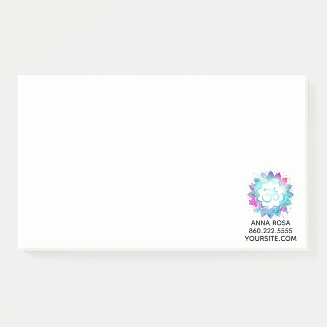 *~*  Lily Lotus OM Aum Symbol Mandala Water Post-it Notes (Front)