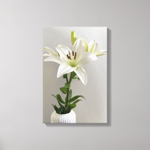 Lily Lullaby White Simple Floral Painting Canvas Print