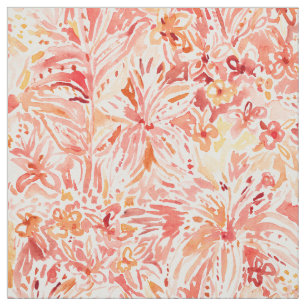 LILY LUST Peach Painterly Floral Fabric