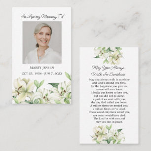 Lily Memorial Photo Funeral Prayer Card