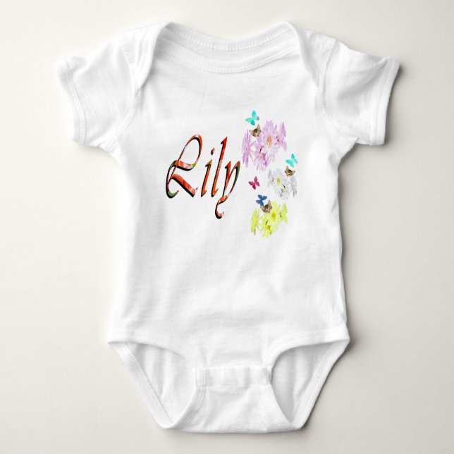 Lily, Name, Logo, With Kittens, Baby Bodysuit (Front)