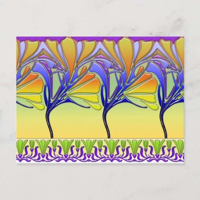LILY NOUVEAU: BRIGHT SPRING GLASS POSTCARD (Front)