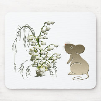 Lily of the Valley and Cute Mouse art Mouse Pad