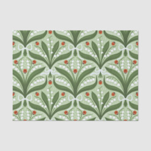 Lily of the valley and ladybugs symmetry in green, tissue paper