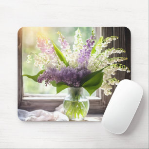 Lily of The Valley and Lilac Bouquet By Window Mouse Pad