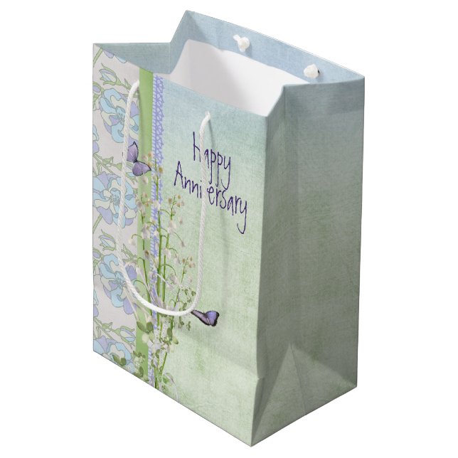 Lily of the Valley Anniversary Bouquet Medium Gift Bag (Front Angled)