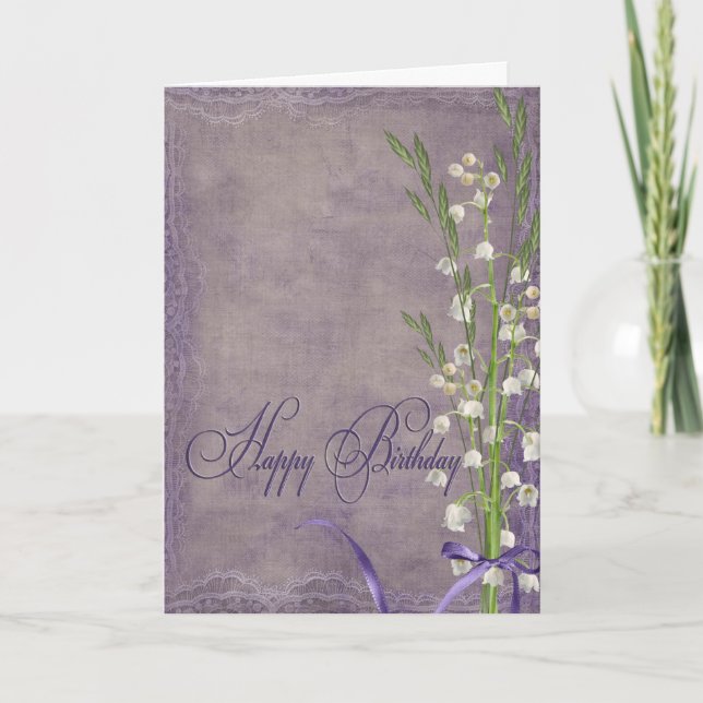 Lily Of The Valley Birthday Bouquet Card (Front)