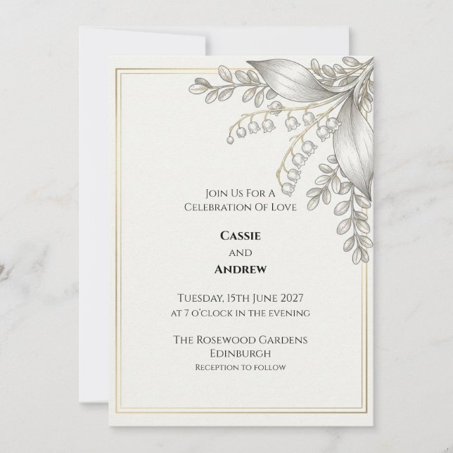 Lily of the Valley Botanical Wedding Invitation (Front)