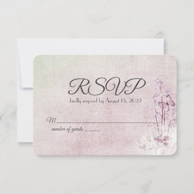 lily of the valley bouquet and butterfly RSVP (Front)