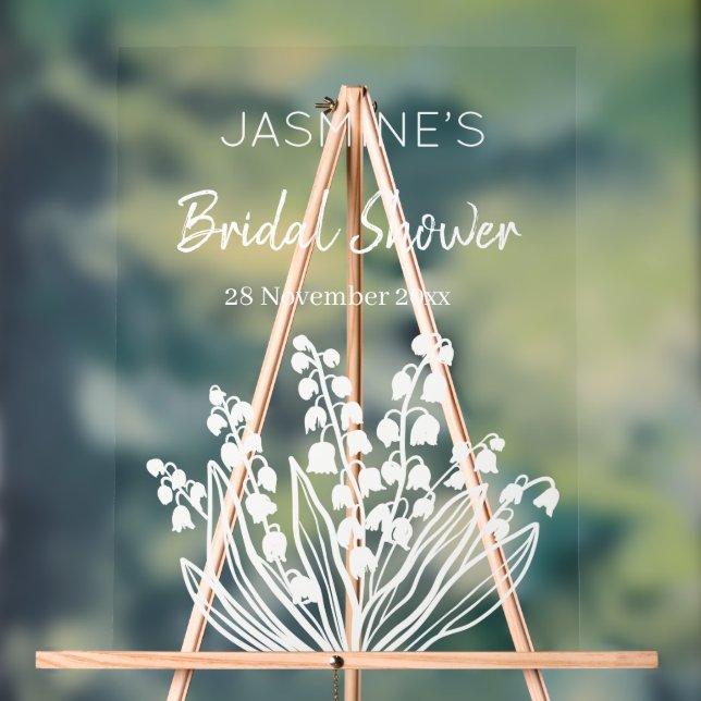 Lily Of The Valley Bouquet Bridal Shower  Acrylic Sign (Neutral)