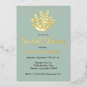 Lily Of The Valley Bouquet Bridal Shower Foil Invi