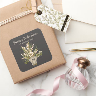 Lily Of The Valley Bouquet Bridal Shower Square Sticker