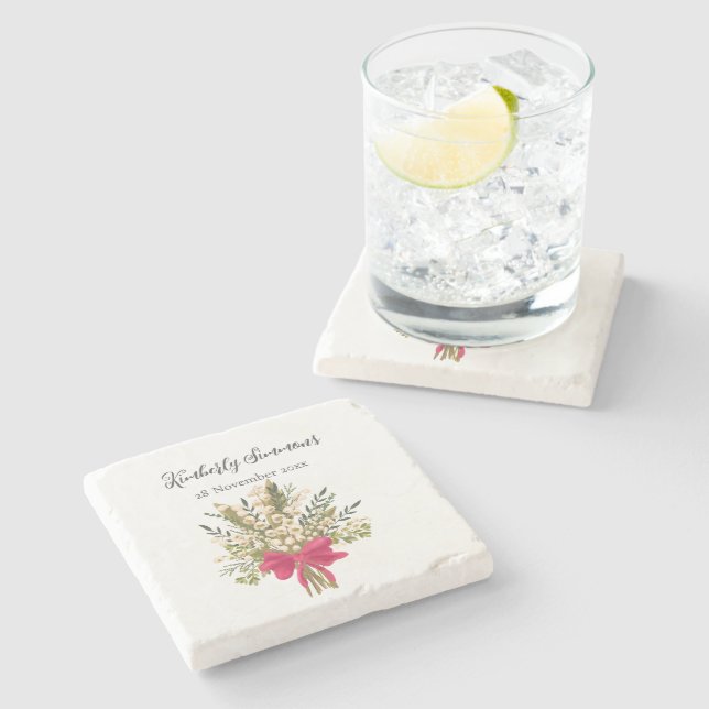 Lily Of The Valley Bouquet  Stone Coaster (Side)