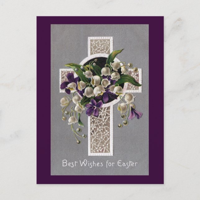 Lily of the Valley Easter Cross Holiday Postcard (Front)