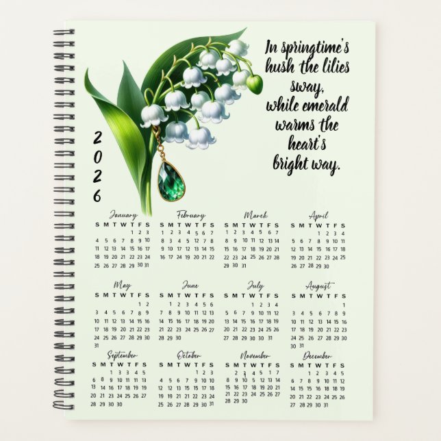 Lily of the Valley & Emerald May Verse – 2026 Full Planner (Front)