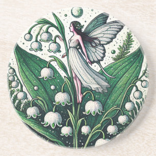 Lily of the Valley Fairy Illustration Spring Coaster