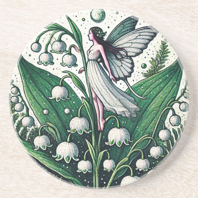 Lily of the Valley Fairy Illustration Spring       Coaster (Front)