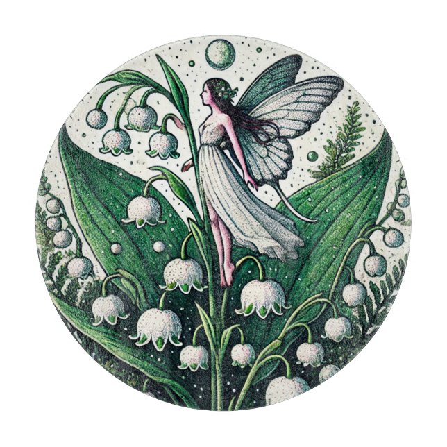 Lily of the Valley Fairy Illustration Spring       Cutting Board (Front)