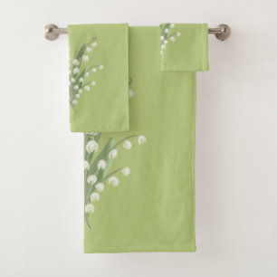 Lily of the Valley Floral Bouquet Custom Colours Bath Towel Set