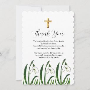 Lily of The Valley Floral Funeral Cross Thank you  Invitation
