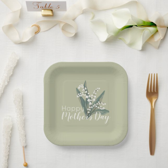 Lily of the Valley Floral  Happy Mother’s Day Paper Plate (Wedding)