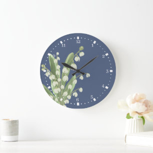 Lily Of The Valley Floral Large Clock
