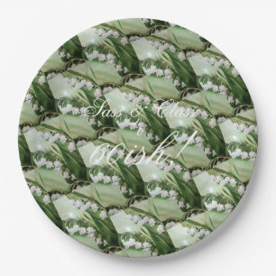 LILY OF THE VALLEY FLORAL MONOGRAMMED PAPER PLATE