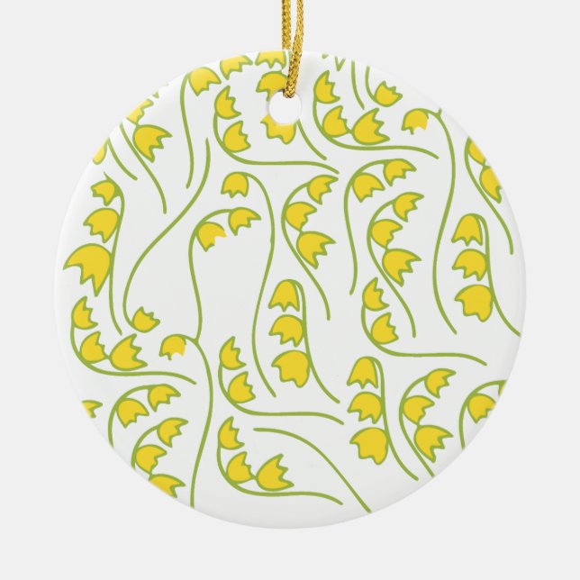 Lily of the Valley Floral Pattern Ceramic Tree Decoration (Front)