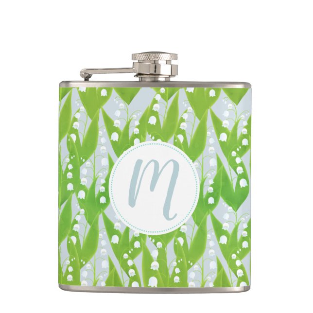Lily of the Valley Floral Pattern Hip Flask (Front)