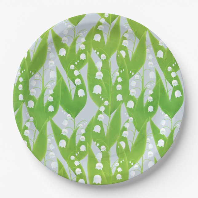 Lily of the Valley Floral Pattern Paper Plate (Front)