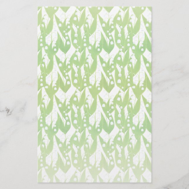 Lily of the Valley Floral Pattern Stationery (Front)