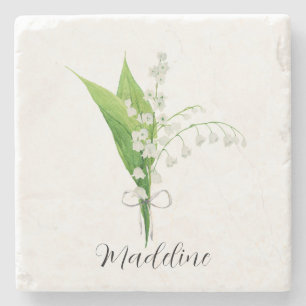 Lily of the Valley Floral   Stone Coaster