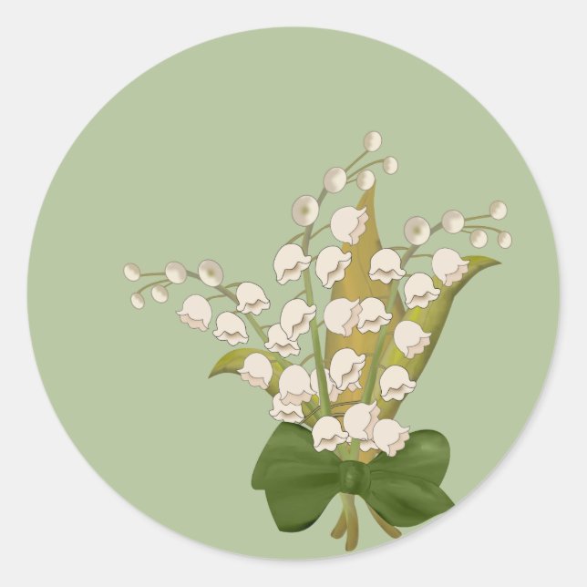 Lily of the valley flower bouquet classic round sticker (Front)