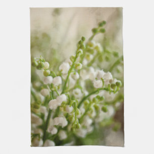 Lily of the Valley Flower Bouquet Sketch Tea Towel