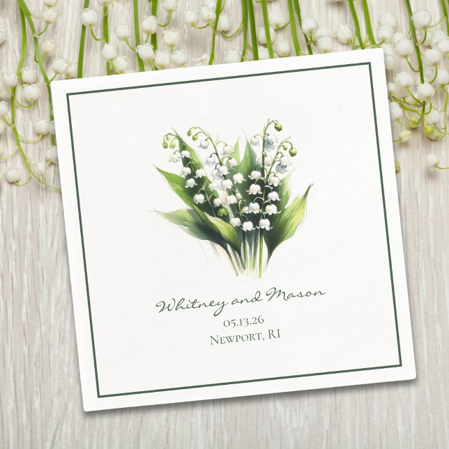 Lily of the Valley Flower Custom Wedding Cocktail Napkin (Creator Uploaded)
