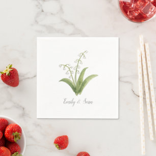 Lily of the Valley Flower Custom Wedding Monogram  Napkin