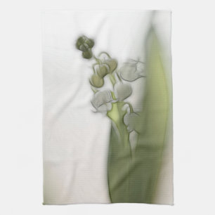 Lily of the Valley Flower Sketch Tea Towel