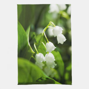 Lily of the valley flower tea towel