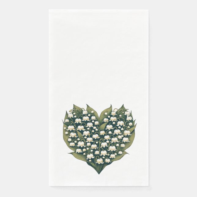 Lily of the Valley Flower Wreath Heart Spring Love Napkin (Front)