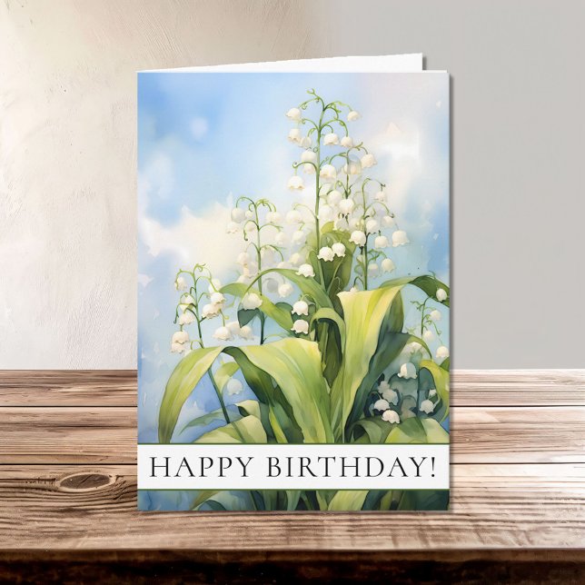 Lily of the Valley Flowers Happy Birthday Card (Creator Uploaded)