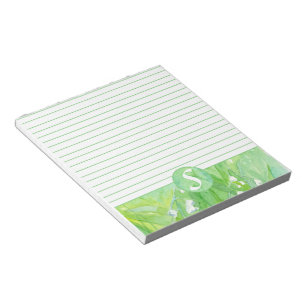Lily of the Valley Flowers Monogram Lined Notepad
