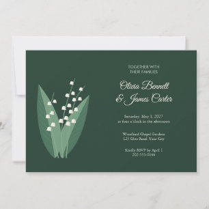 Lily of the Valley Forest Green Wedding Invite