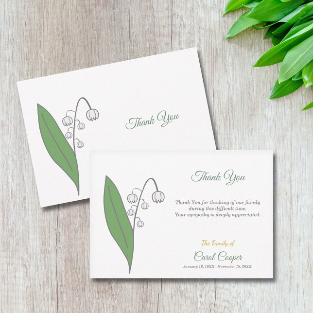 Lily of the Valley Funeral Thank You Note Card (Lily of the Valley Funeral Thank You Note Card)