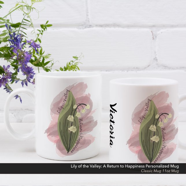 Lily of the Valley Happiness Personalised Coffee Mug (Lily of the Valley Happiness Personalized Coffee Mug - 11 oz)