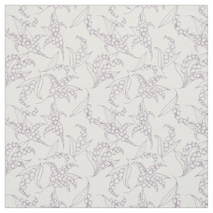 Lily-of-the-Valley Mauve Outlines on White Floral Fabric