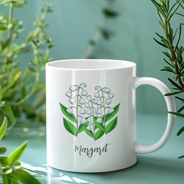 Lily of the Valley May Birth Flower Cute Floral Coffee Mug (Our Lily of the Valley mug makes a lovely gift for Easter, Mother's Day, or May birthdays.)
