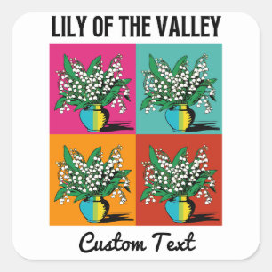 Lily of the Valley May Birth Month Flower Pop Art Square Sticker