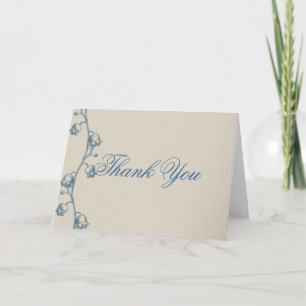 Lily of the Valley on Ecru Linen Thank You Card