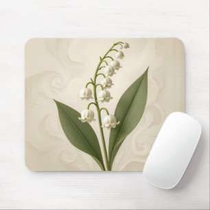 Lily of the Valley On Neutral Abstract Design Mouse Pad