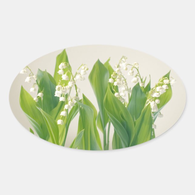 Lily of the Valley Oval Sticker (Front)